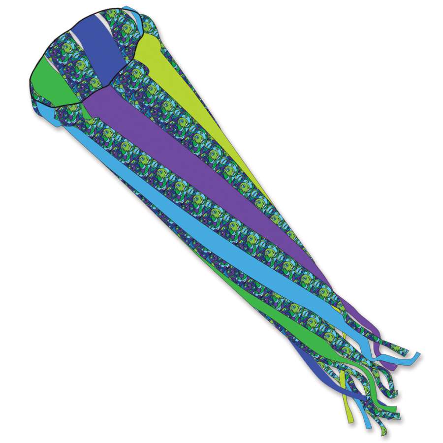 Wind Turbine 1500 - Cool Orbit featuring colorful fabric spinning in the wind, displayed prominently against a blue sky.