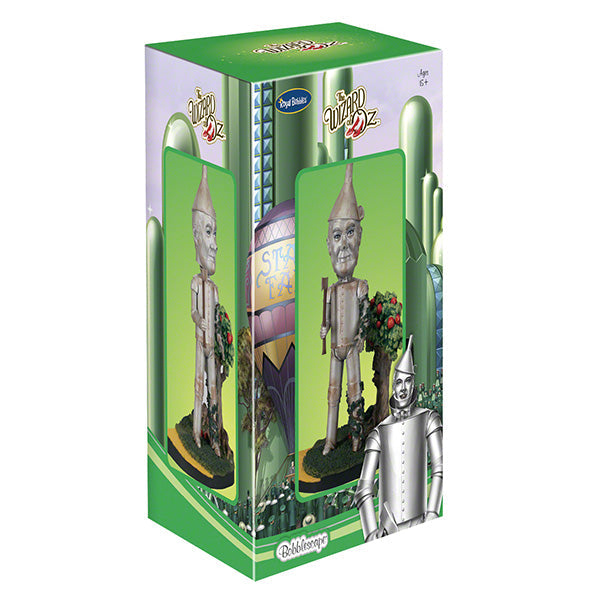 Wizard of Oz Tin Man Bobblehead standing 8 inches tall with detailed design, showcasing the iconic character complete with heart emblem.