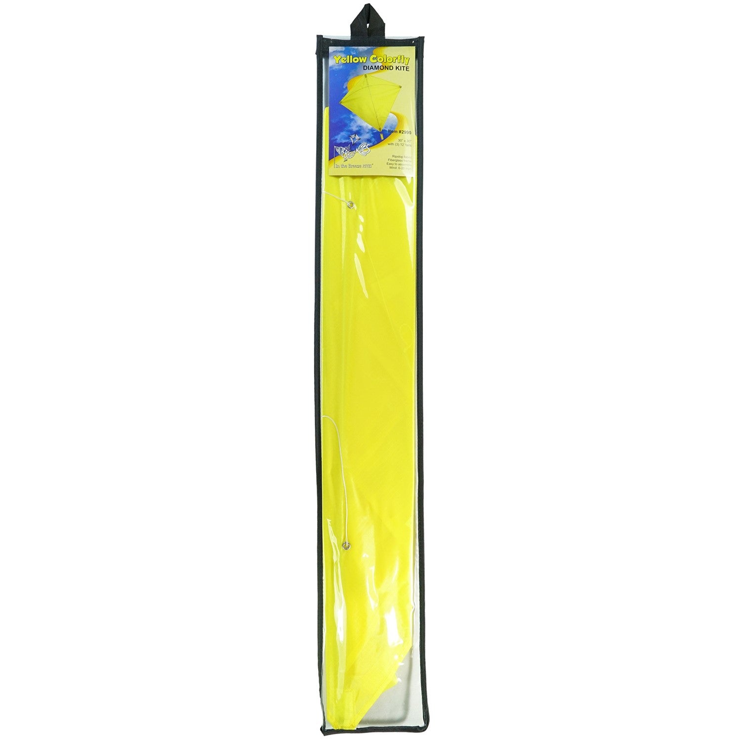 Capturing the essence of fun in the skies, the Yellow Colorfly 30" Diamond Kite boasts a bright yellow design with three coordinating tails, perfect for outdoor adventures.