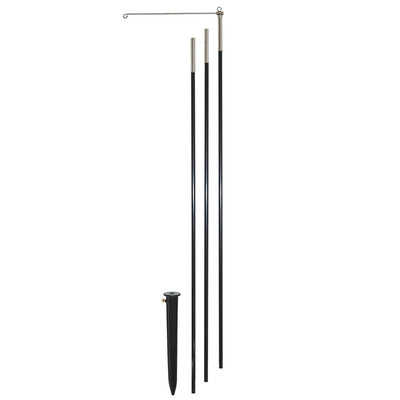 10 FT 3-Section Heavy Duty Pole with a swiveling arm for outdoor use, showcasing a colorful feather banner in an outdoor setting.