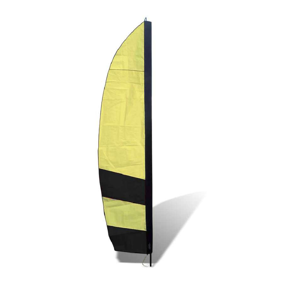 10 ft. Corner Banner FPV Racing Air Gate in yellow and black fabric design, displayed on an outdoor racing course setup.