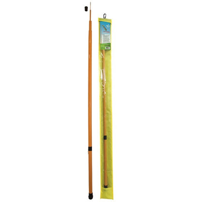10 FT Flexible Telescoping Pole made of lightweight fiberglass, fully extended to display a windsock in an outdoor setting.