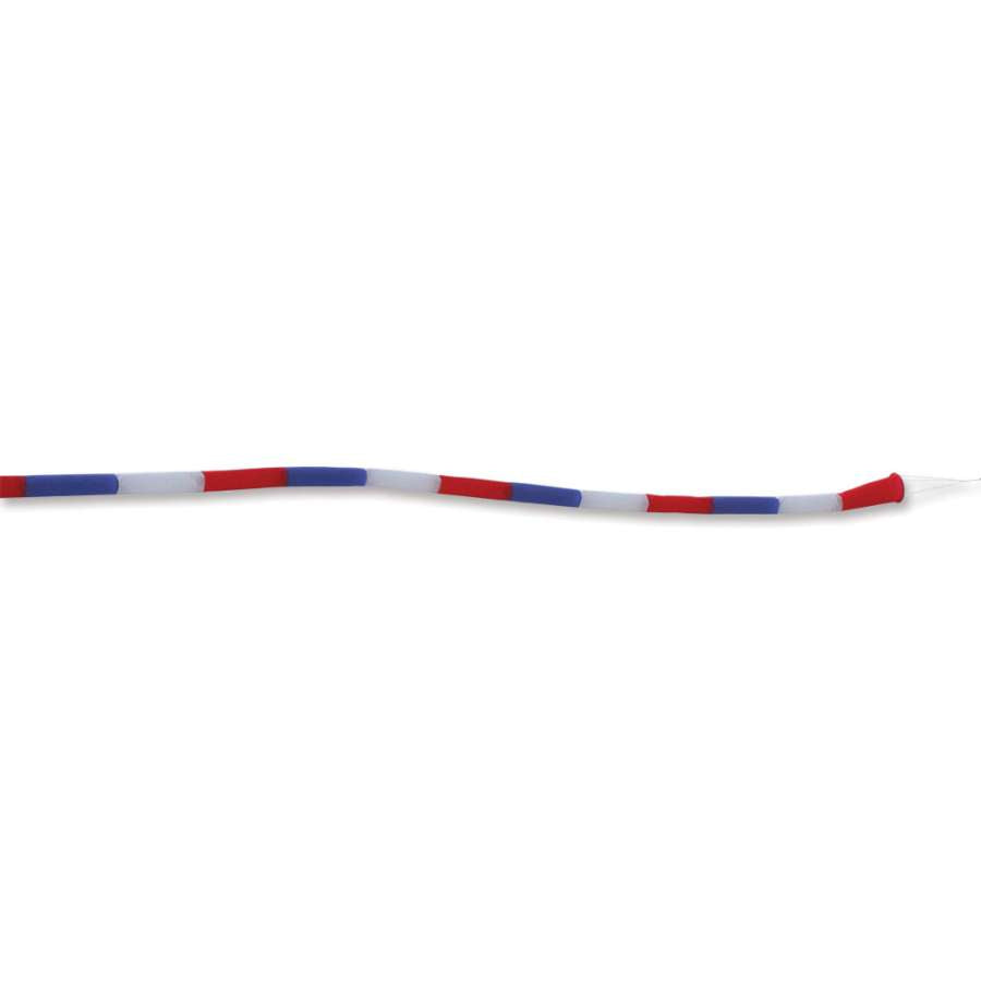 100 ft. Tube Tail with colorful sections flowing in the wind, attached to a windsock pole in a bright outdoor setting.