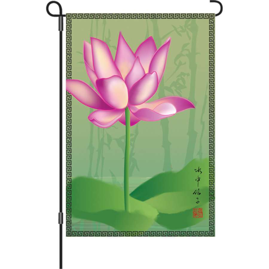 Vibrant 12 in. Flag displayed in a garden setting, featuring colorful designs that inspire and enhance outdoor beauty.