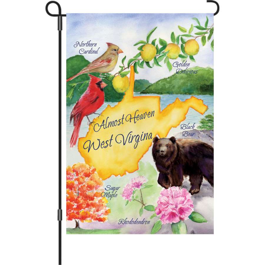 Illuminated 12-inch garden flag featuring bright, colorful designs displayed in an outdoor setting, glowing beautifully at night.