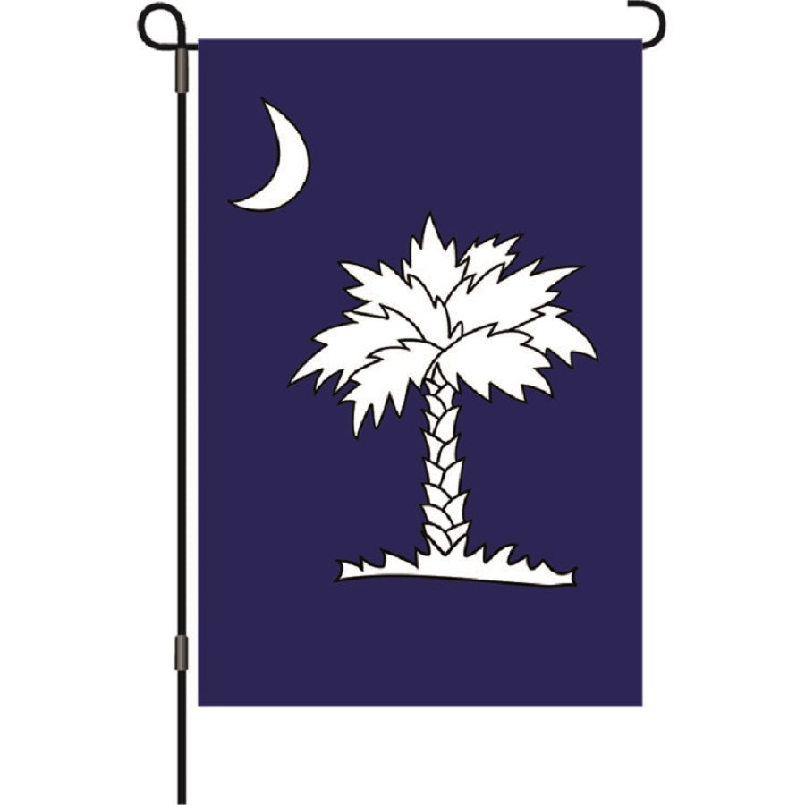 12-inch Crescent Moon garden flag displaying a vibrant crescent moon design, fluttering in an outdoor garden setting.