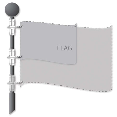 13 ft. Deluxe Flag Pole with chrome finial, displaying a vibrant flag gracefully rotating in the breeze, perfect for outdoor celebrations.