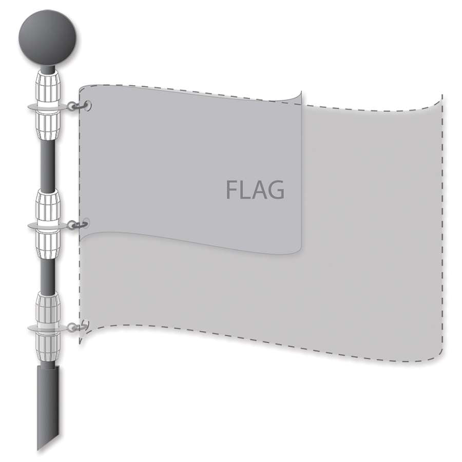 13 ft. Deluxe Flag Pole with chrome finial, displaying a vibrant flag gracefully rotating in the breeze, perfect for outdoor celebrations.