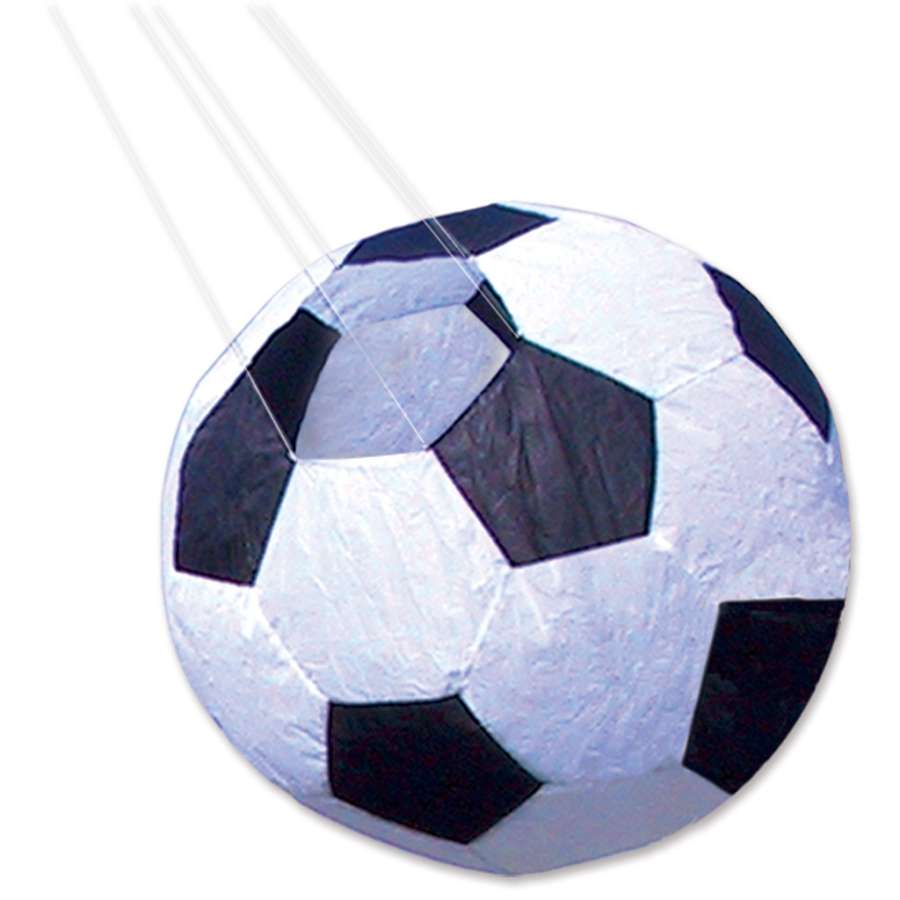 Vibrant 13-inch soccer ball displayed on a wall mount, showcasing its unique rotating feature in an outdoor garden setting.
