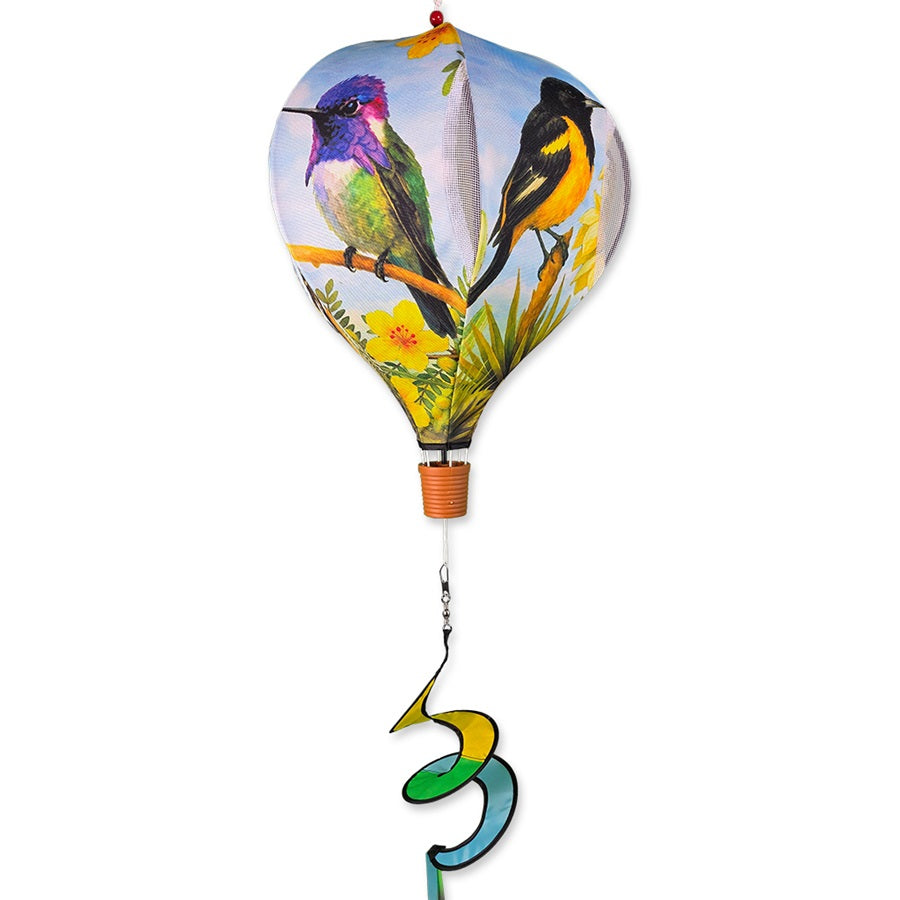 19 in. Pop-Open Hot Air Balloon in Southwest Birds spins in the wind, adds vibrant decor to any outdoor space, and is easy to assemble without tools.