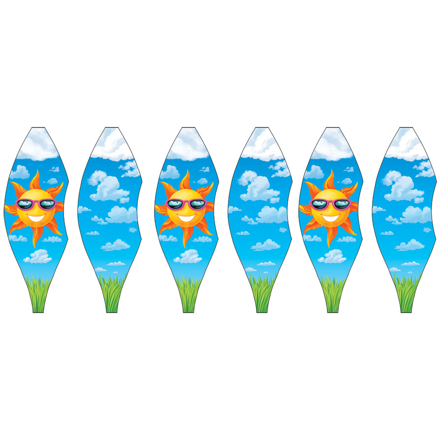19 in. Pop-Open Hot Air Balloon spinning in the wind, featuring bright summer colors and designs, showcased in a garden setting.