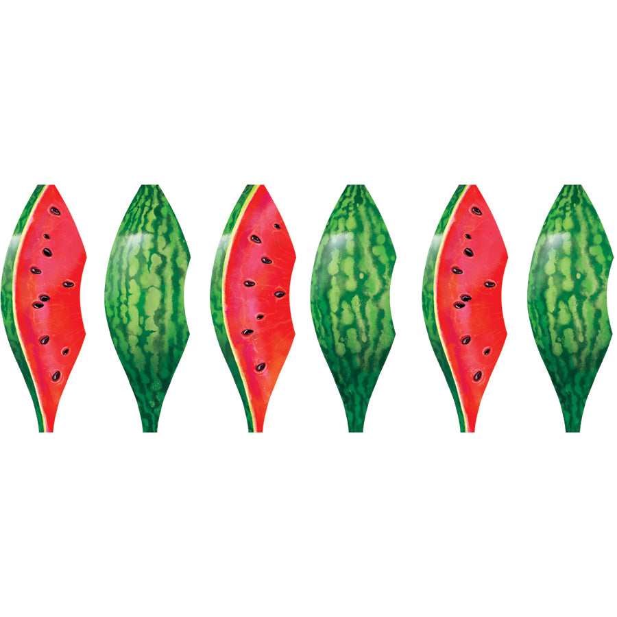 Vibrant 19 in. Pop-Open Hot Air Balloon in Watermelon design displayed in a garden setting, spinning gently in the breeze.