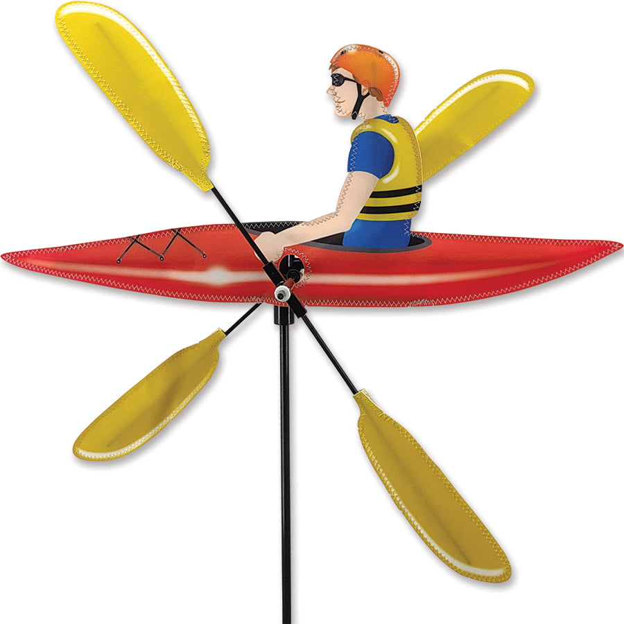 20 in. WhirliGig Spinner made of SunTex fabric, showcasing a whimsical design, spinning in the wind in a vibrant garden setting.