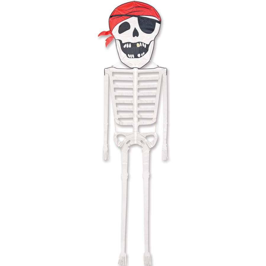 21 ft. Pirate Skeleton Kite soaring in the sky, showcasing a vibrant design and impressive wingspan, ideal for outdoor fun and adventures.