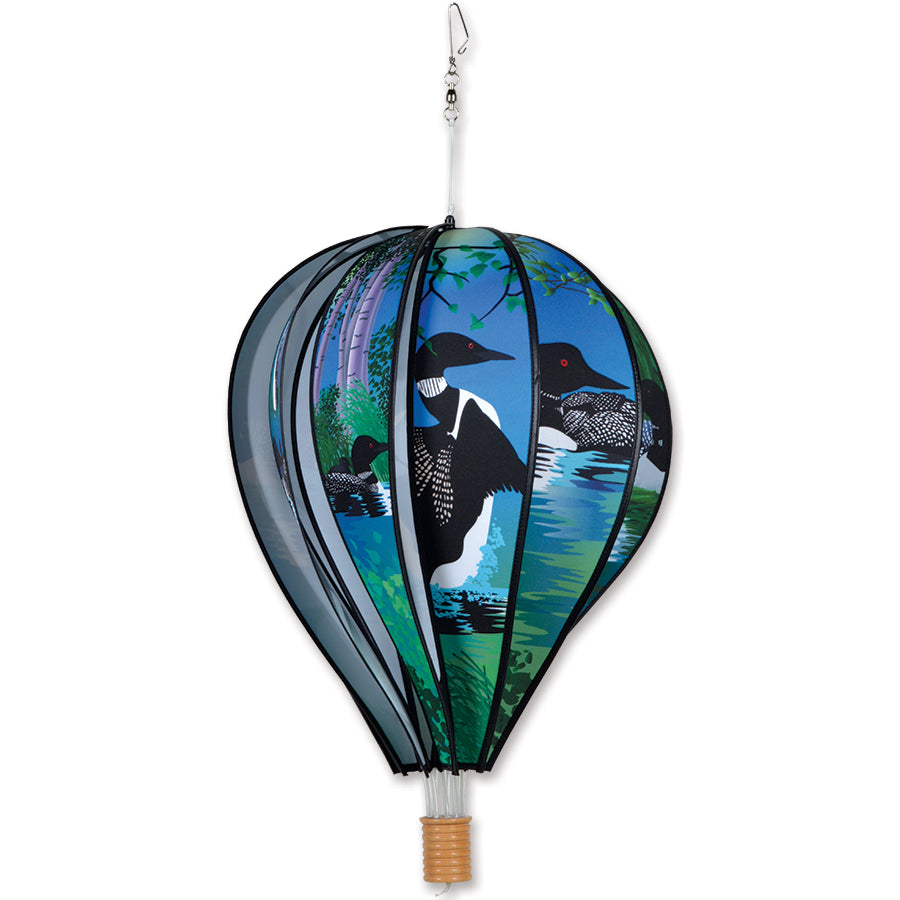 22 in. Hot Air Balloon - Loons spinning in the breeze, featuring colorful illustrations on a beautifully crafted balloon in an outdoor setting.