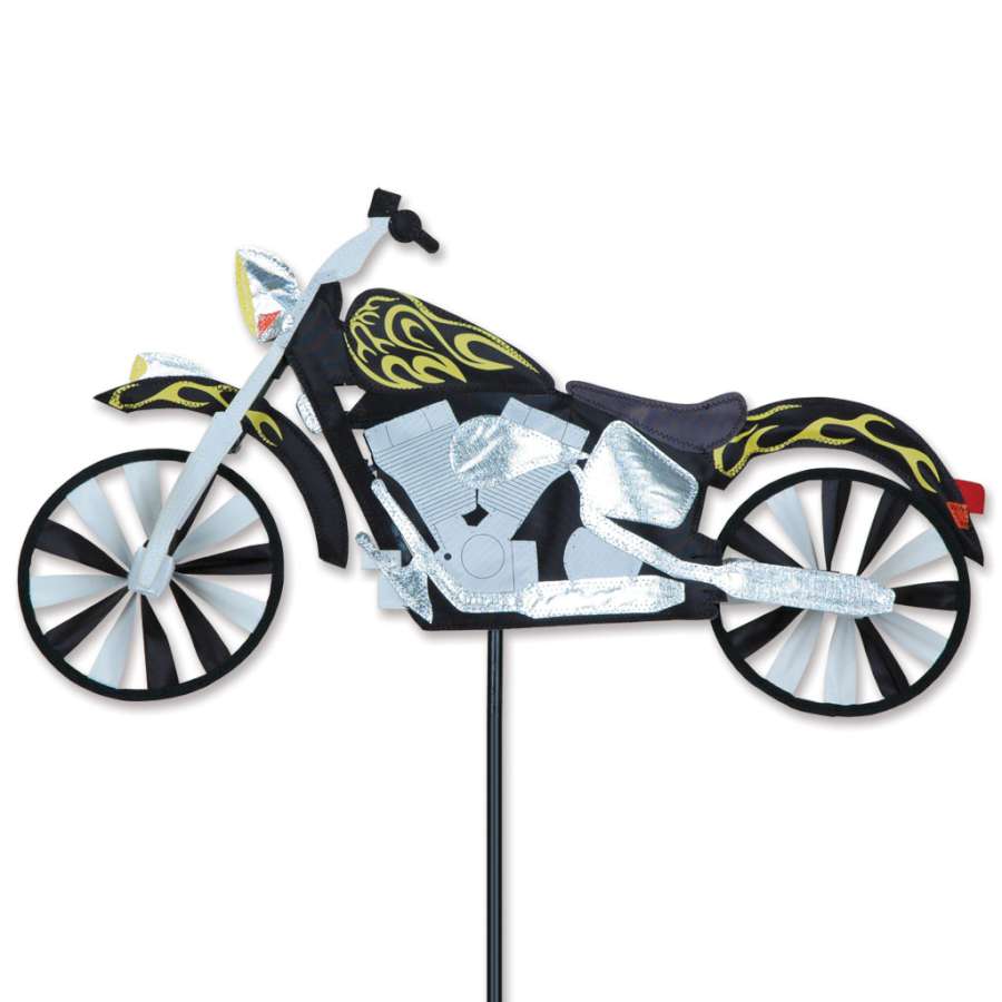 22 in. Motorcycle Flame model featuring a vibrant flame design, displayed prominently on a shelf in a home setting.