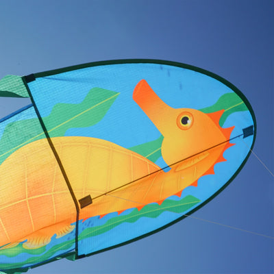Capture the beauty of the sea with the 22" Seahorse Dancing Dragon Kite-vibrant colors and easy to fly, perfect for outdoor fun at the beach or park.