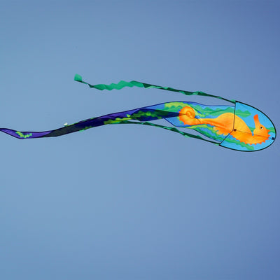 Capture the beauty of the sea with the 22" Seahorse Dancing Dragon Kite-vibrant colors and easy to fly, perfect for outdoor fun at the beach or park.