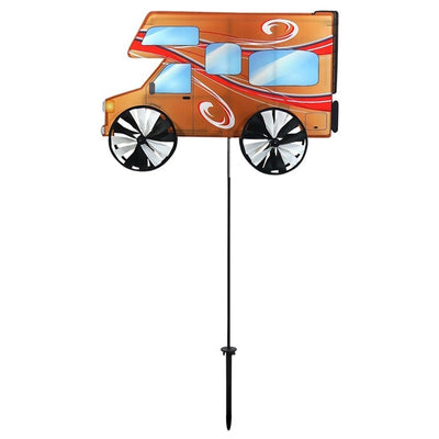 24-inch Motorhome Spinner with vivid design, featuring four spinning wheels, displayed in a grassy outdoor setting, representing outdoor adventure.