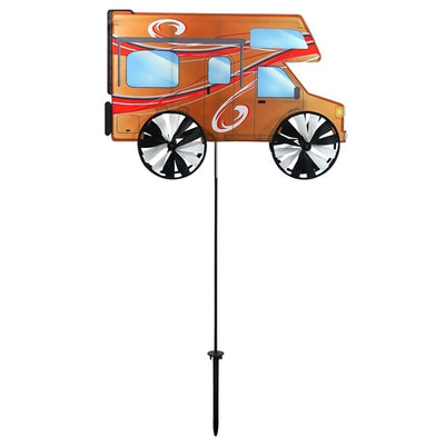 24-inch Motorhome Spinner with vivid design, featuring four spinning wheels, displayed in a grassy outdoor setting, representing outdoor adventure.