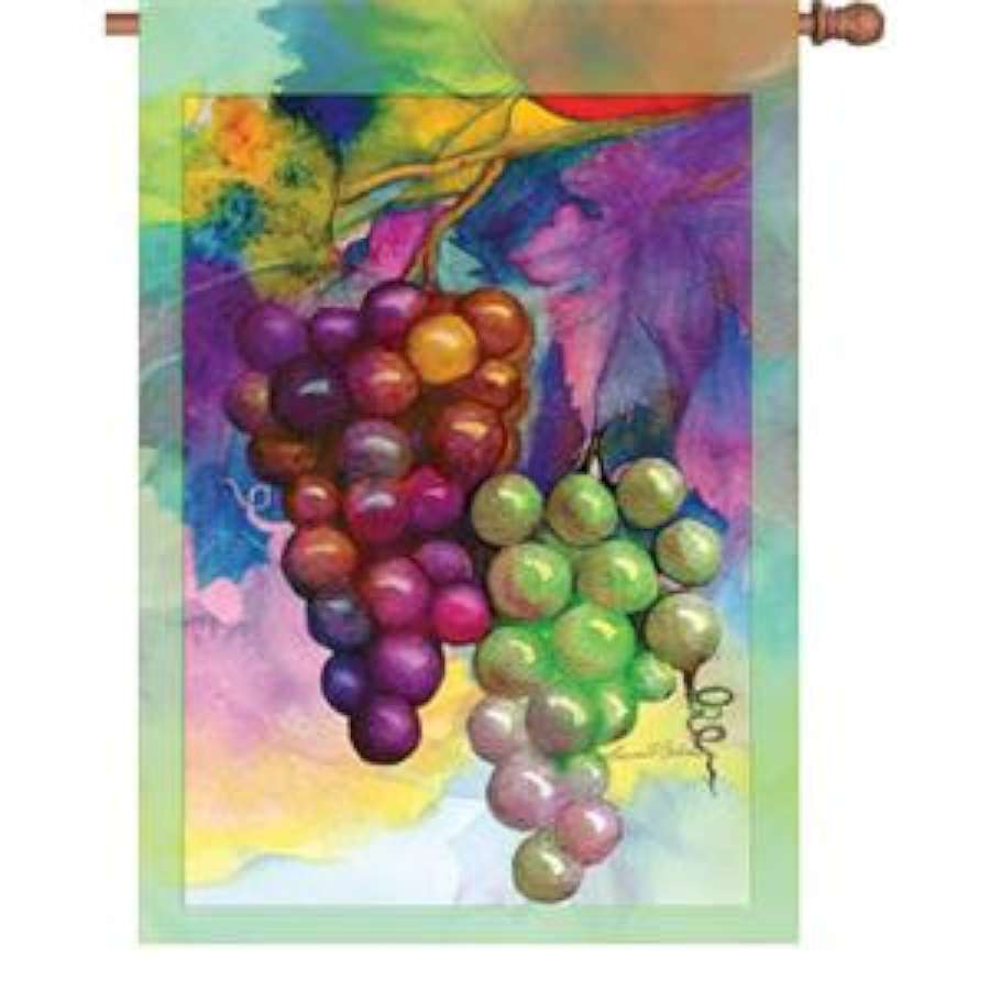 28 in. Colors of Autumn house flag featuring vibrant orange and red leaves, displayed in an outdoor garden setting.