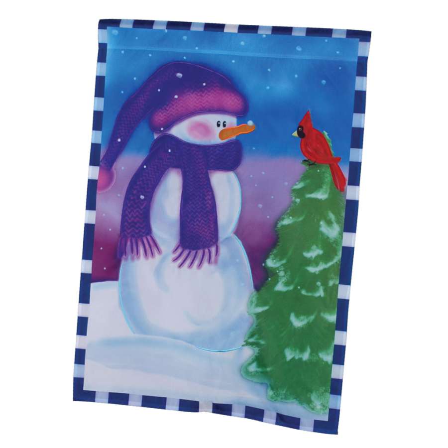 28 in. Flag - Between Friends featuring vibrant dye-sublimation design displayed on a decorative pole in a garden setting.