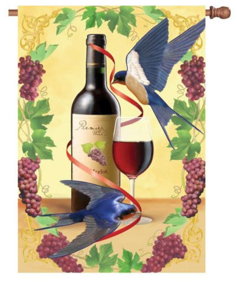 28 in. Flag - Swallows of Capistrano displaying vibrant swallows in flight against a colorful background, perfect for spring outdoor decor.