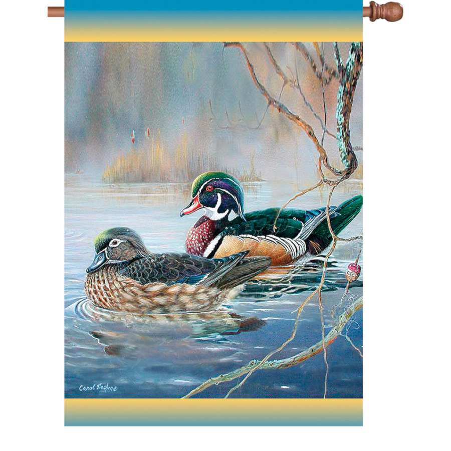 28 in. Woodies Bobber illuminated flag displayed outside, featuring vibrant colors and eye-catching design, made from durable polyester fabric.