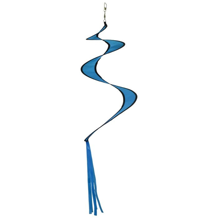 29" Blue Twister Tail accessory for hot air balloon spinner, featuring solid blue color and lightweight design, fluttering in the wind.