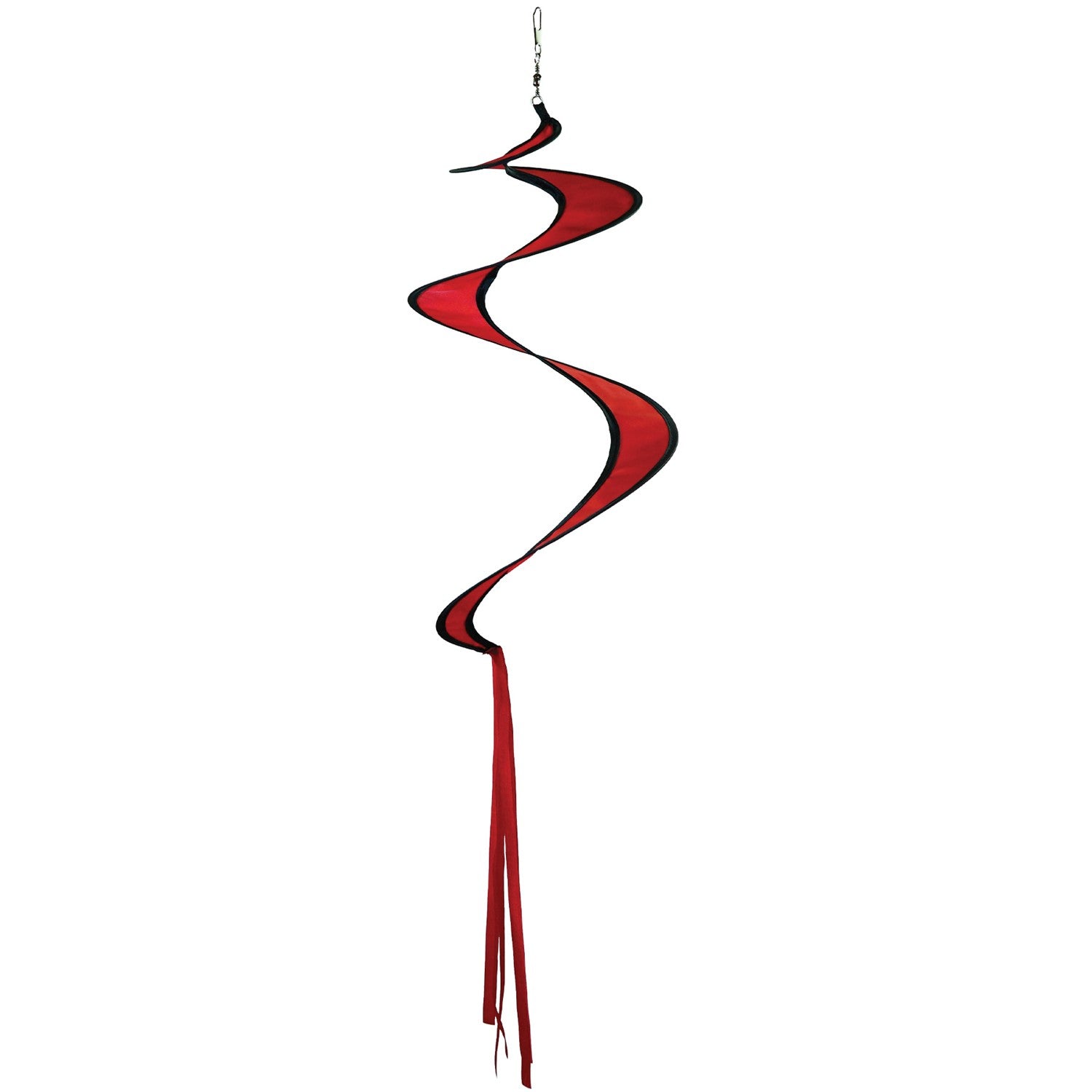 29-inch Red Twister Tail accessory for kites and hot air balloons, elegantly swirling in the outdoor breeze with bright colors.