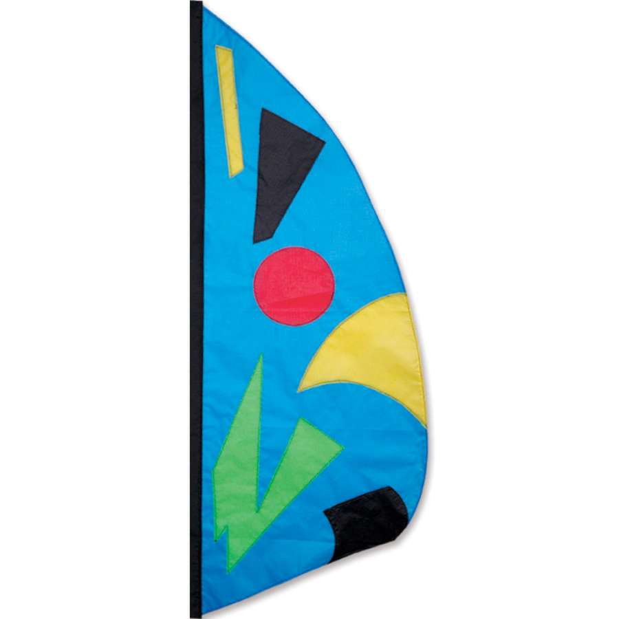 3.5 ft. Feather Banner - Marine Jazz featuring a bright marine design displayed outdoors on a wall-mounted bracket.