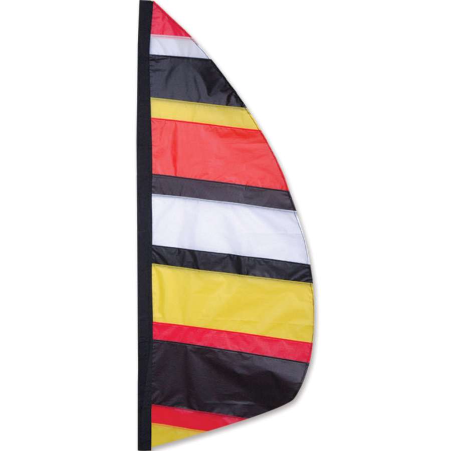 3.5 ft. Feather Banner - Nautica displayed outdoors, showcasing vibrant colors and a dynamic design in sunlight, perfect for garden decor.