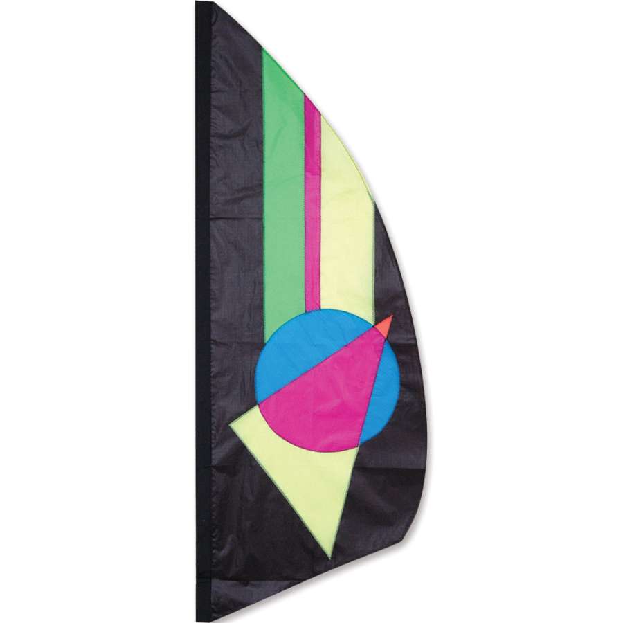3.5 ft. Feather Banner - Neon Prizm displayed outdoors, showcasing its vibrant stained-glass effect in sunlight.