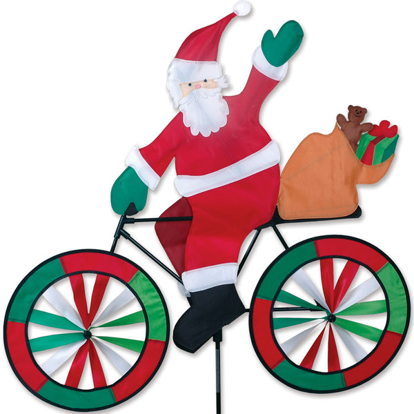 30 in. Bike Spinner - Santa with festive design, perfect for outdoor Christmas or holiday decor.

