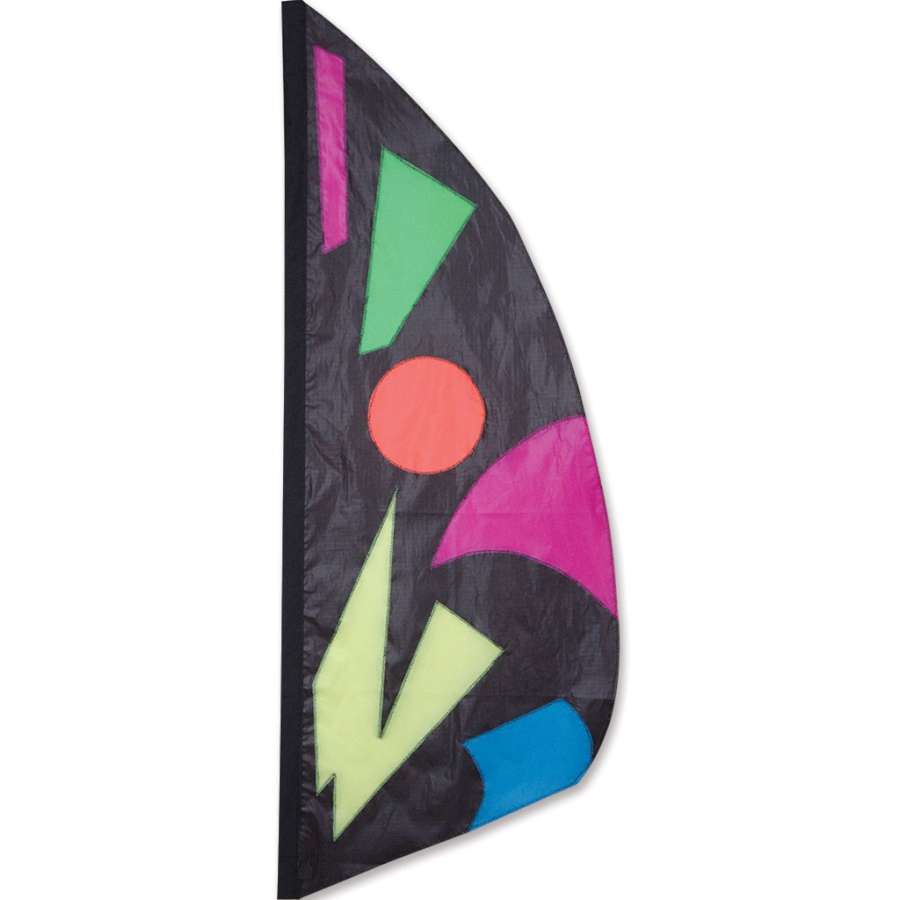3.5 ft. Feather Banner - Midnite Jazz featuring a vibrant midnight design displayed in a garden setting, showcasing its elegant silhouette.