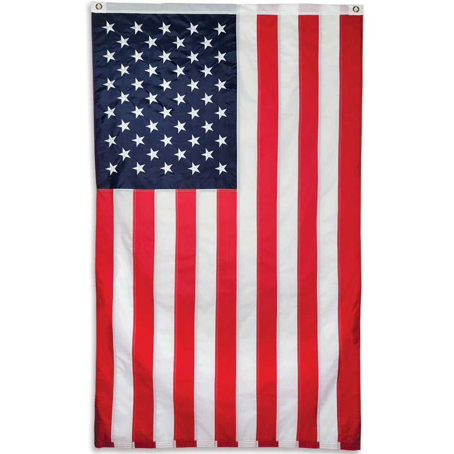 36 in. grommeted United States flag waving proudly, showcasing rich colors of the stars and stripes in an outdoor setting.