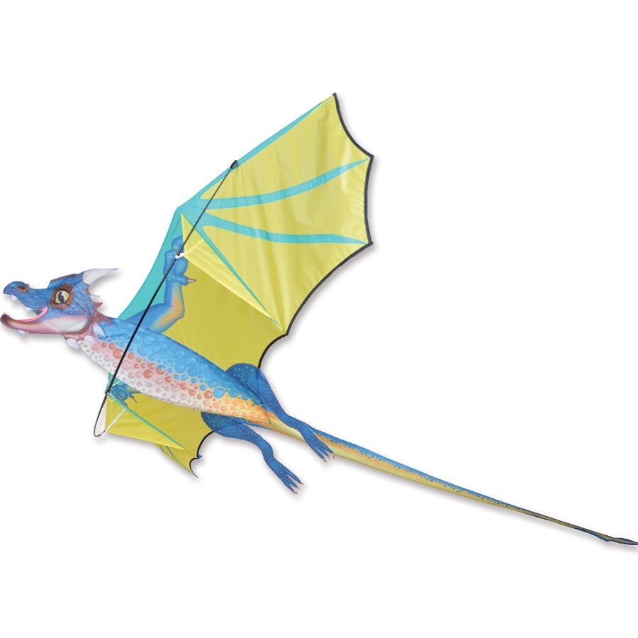 3D Dragon Kite - Stormcloud, a vibrant large kite in flight against a blue sky, showcasing its dragon design and vivid colors.