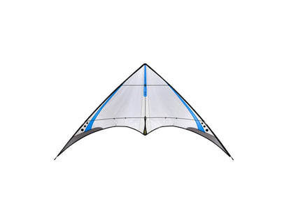 Ultra-light sport kite designed for zero to light wind flying with precise control, balanced freestyle handling, and indoor capability.