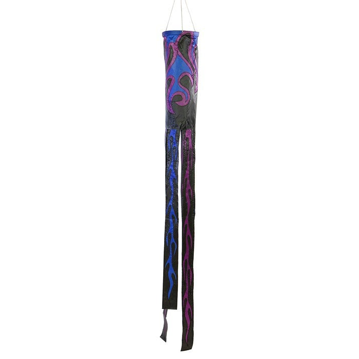 48-inch Spirit Flame Windsock featuring a striking flame design, fluttering elegantly in the wind, designed for motorsport enthusiasts.
