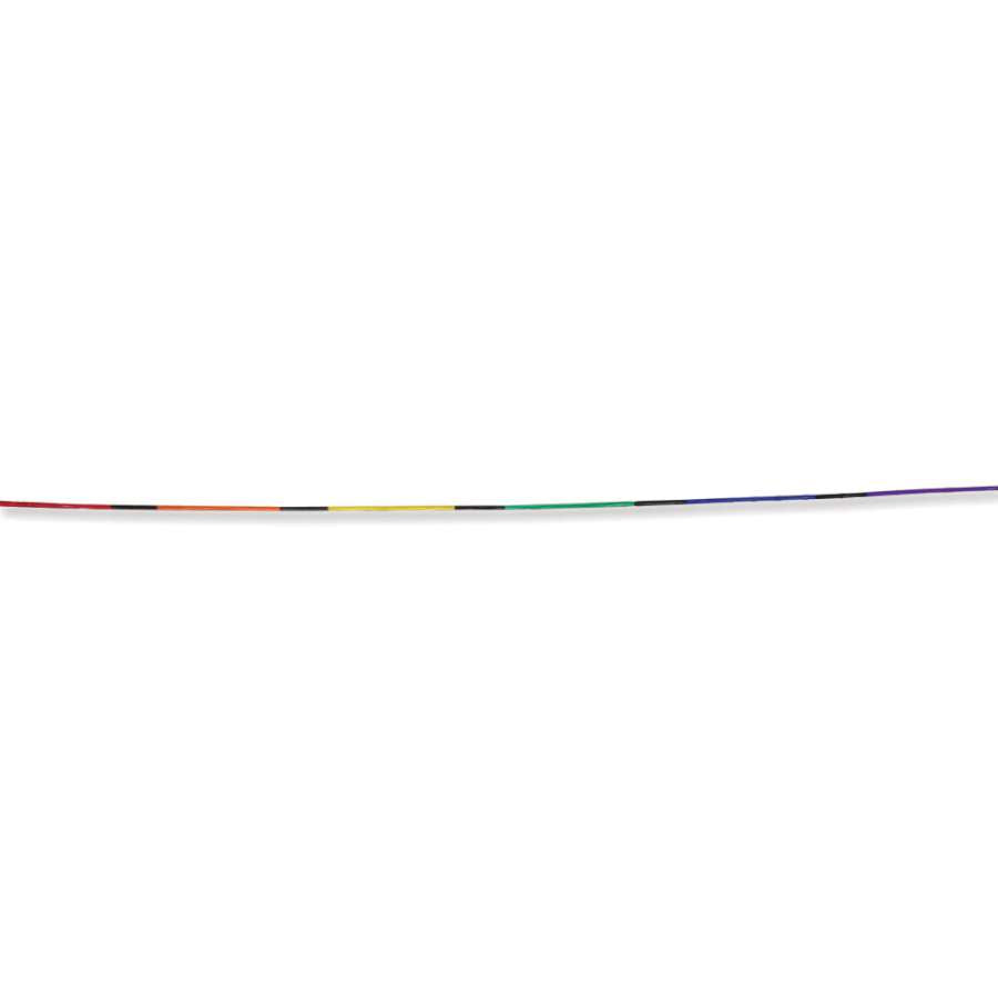 50 ft. Streamer Tail - Rainbow Tecmo featuring colorful nylon design, fluttering in the wind attached to a kite in a bright outdoor setting.