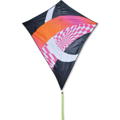 The 52-inch Travel Diamond Kite features vibrant colors and a modern design, showcasing SnapRod technology for easy setup, perfect for outdoor fun.