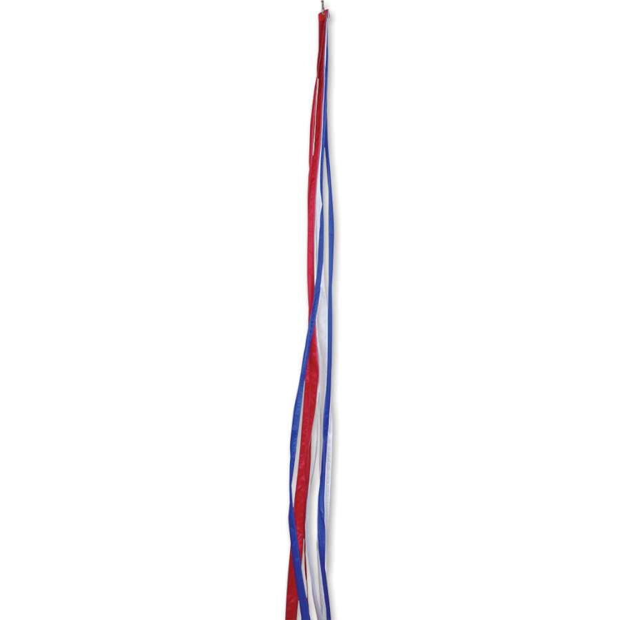 Colorful 6 ft. 6 Ply Streamers made of ripstop nylon fluttering in the wind, ready for kite display or patriotic celebrations outdoors.