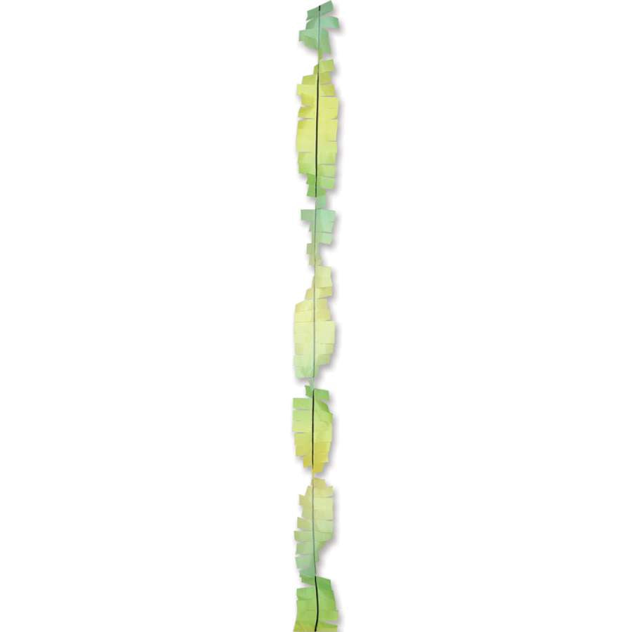 6 in. x 24 ft. Fuzzi Tail in a bright green gradient, fluttering gracefully behind a kite against a blue sky.