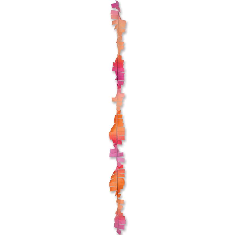 6 in. x 24 ft. Fuzzi Tail in pink gradient, flowing gracefully behind a colorful kite in a clear blue sky.