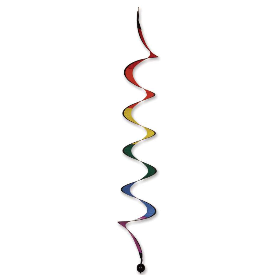 6 in. Spiral Twister - Rainbow hanging in a garden, showcasing its colorful, spiraled design twirling gracefully in the wind.
