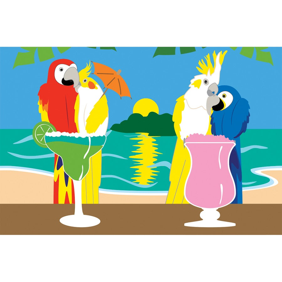 Colorful 60-inch embroidered applique windsock with '5 O'Clock Somewhere' design displayed outdoors, fluttering gently in the breeze.