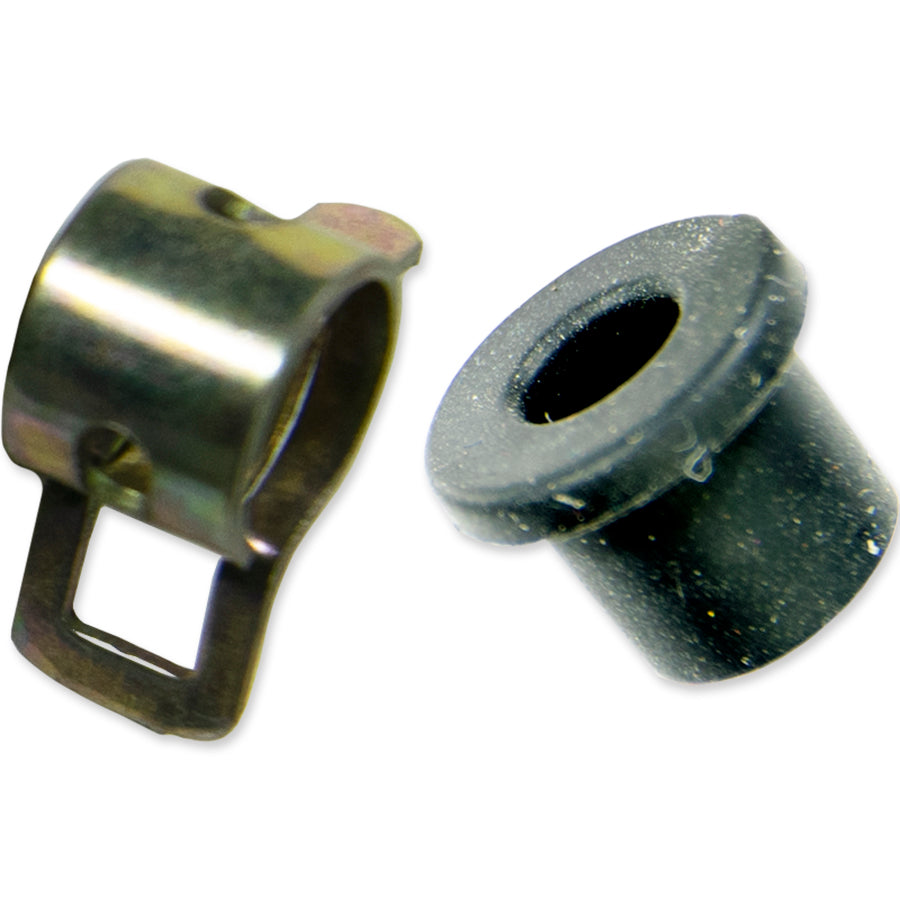 6mm Steel Band Clamp with rubber insert, designed for securing bike flags to poles, showcased in an outdoor cycling setting.