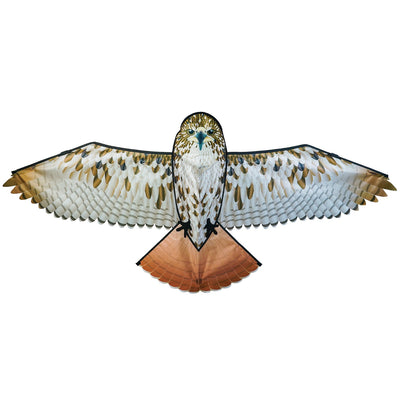The 70" Red-Tailed Hawk Kite features a stunning design of a red-tailed hawk soaring above, meticulously crafted for realism, perfect for outdoor fun.