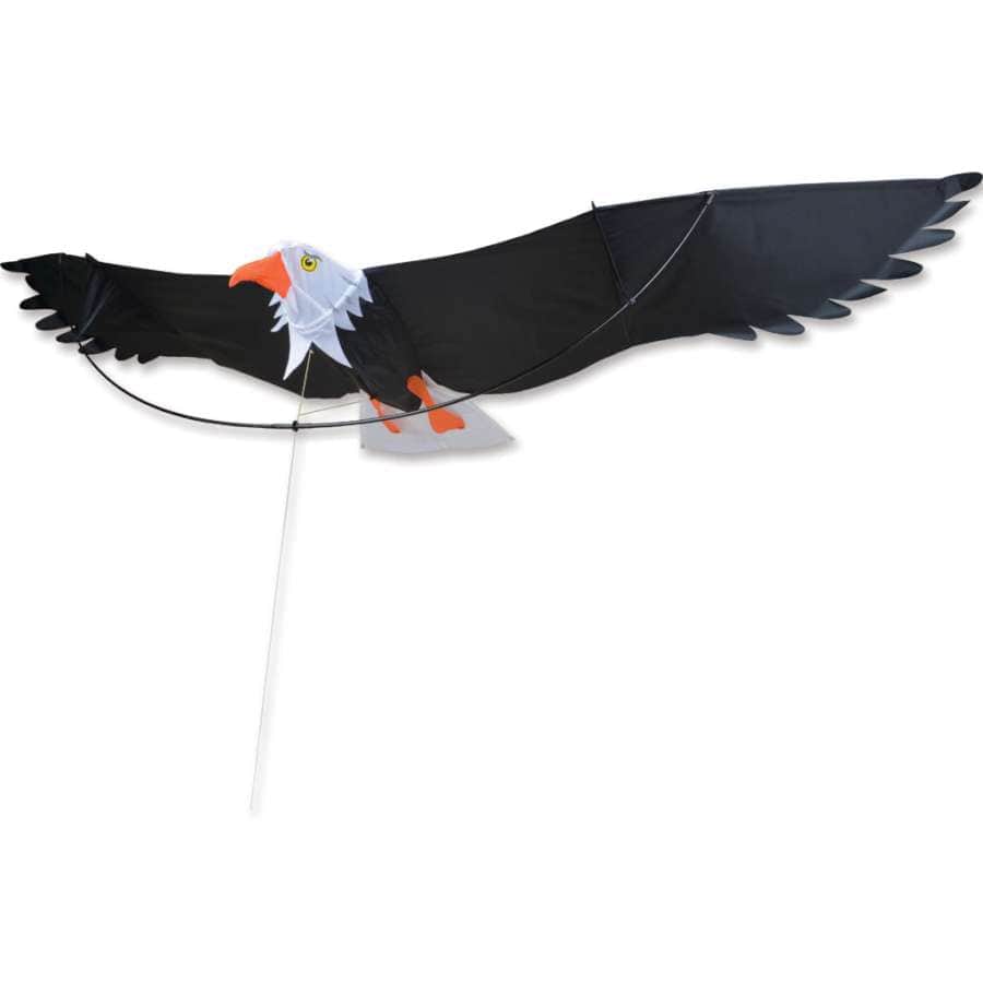 7 ft. Eagle kite with 3D body, realistic feather print, fiberglass frame, and ripstop sail. Includes 300 ft. line and fabric storage case.
