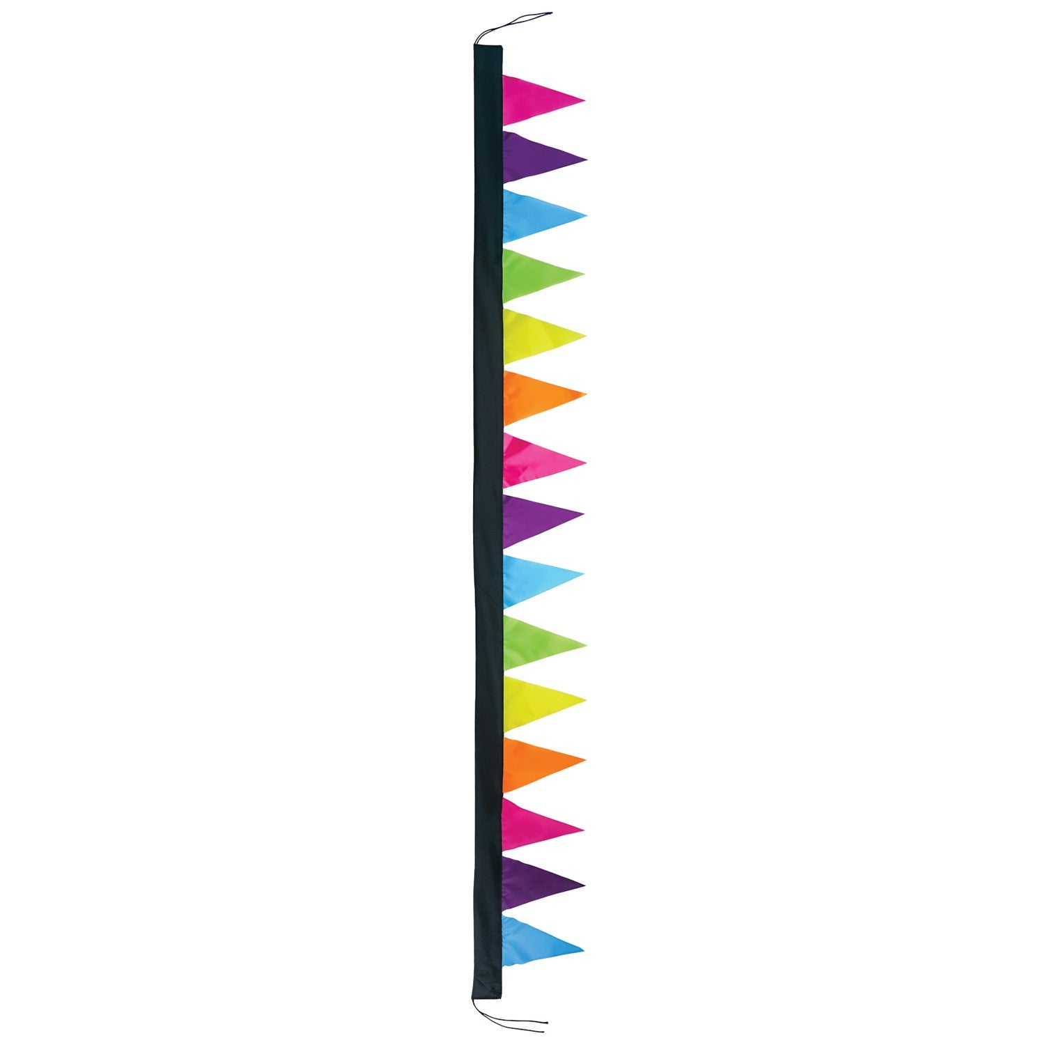 8-foot Fiesta Pennant Banner with 15 colorful triangle pennants hanging in a festive outdoor setting, perfect for celebrations.